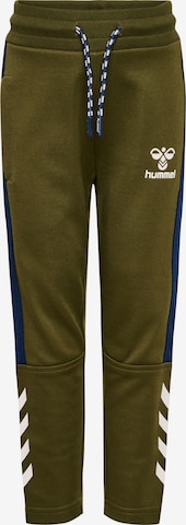Hummel Regular Workout Pants in Green: front