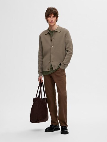 SELECTED HOMME Pletena jopa 'SLHMattis' | rjava barva