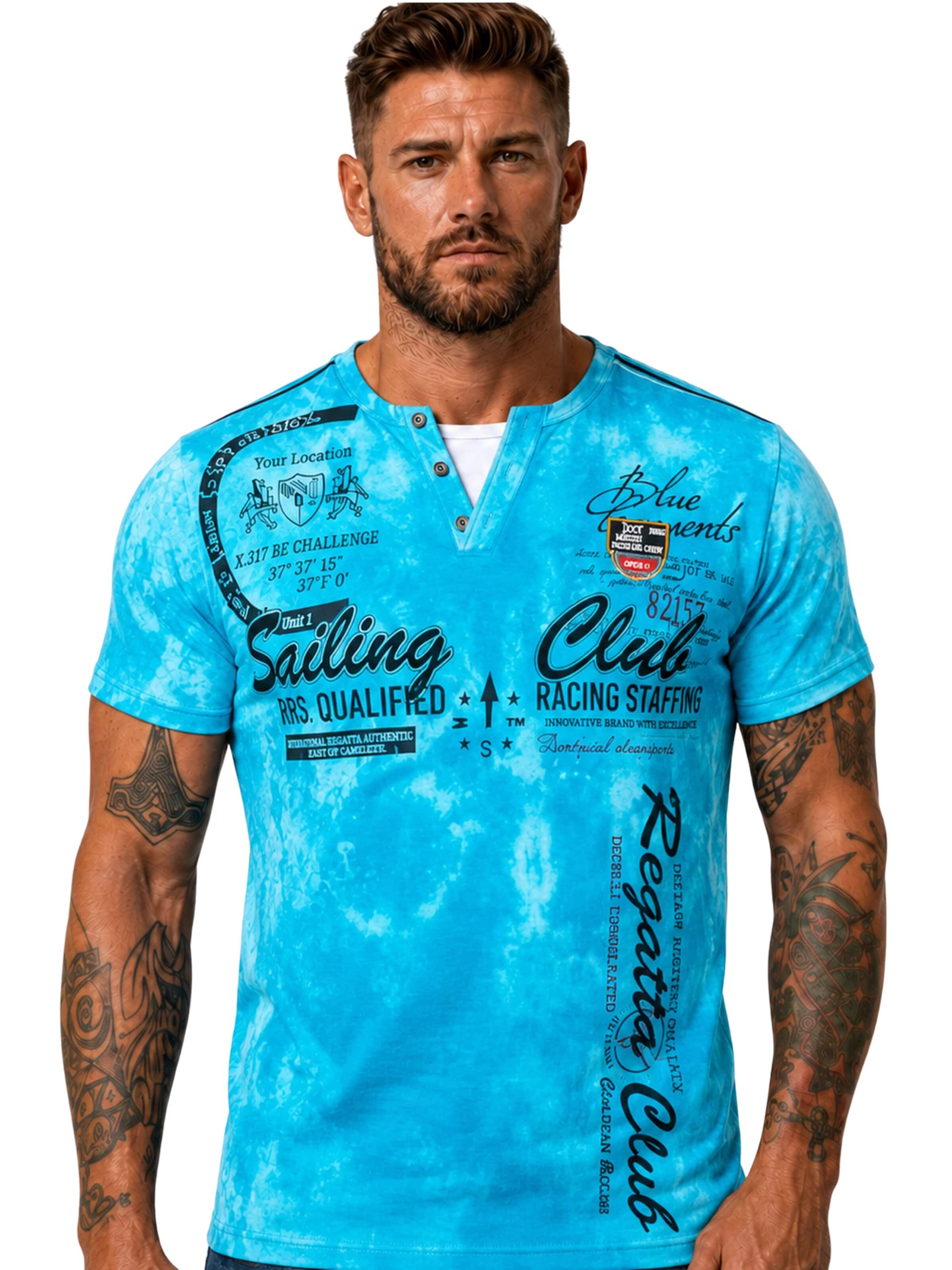L.Gonline Shirt 'Sailing Batik'‌‌‌‌ in Blau