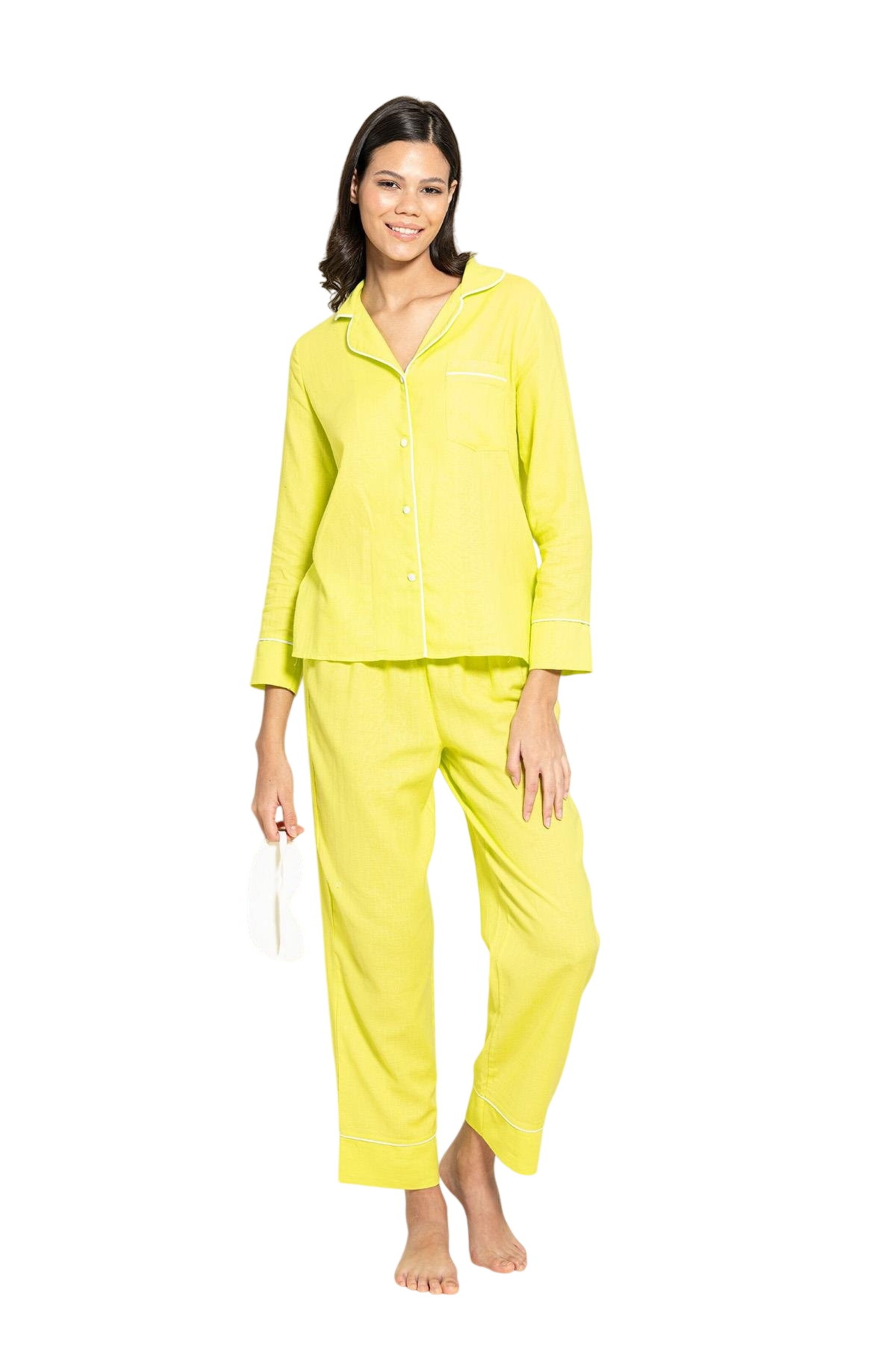 For You Moda Pyjama in Gelb: Vorderseite