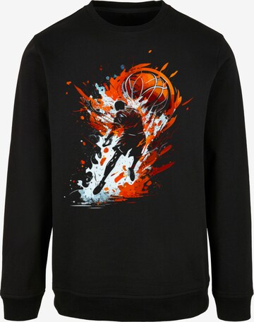 F4NT4STIC Zip-Up Hoodie 'Basketball Sports Collection Orange Splash' in Black: front