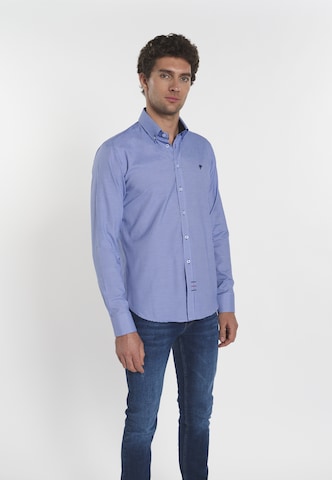DENIM CULTURE Regular fit Overhemd 'Benjamin' in Blauw: voorkant