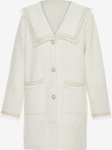 ALARY Knitted Coat in White: front