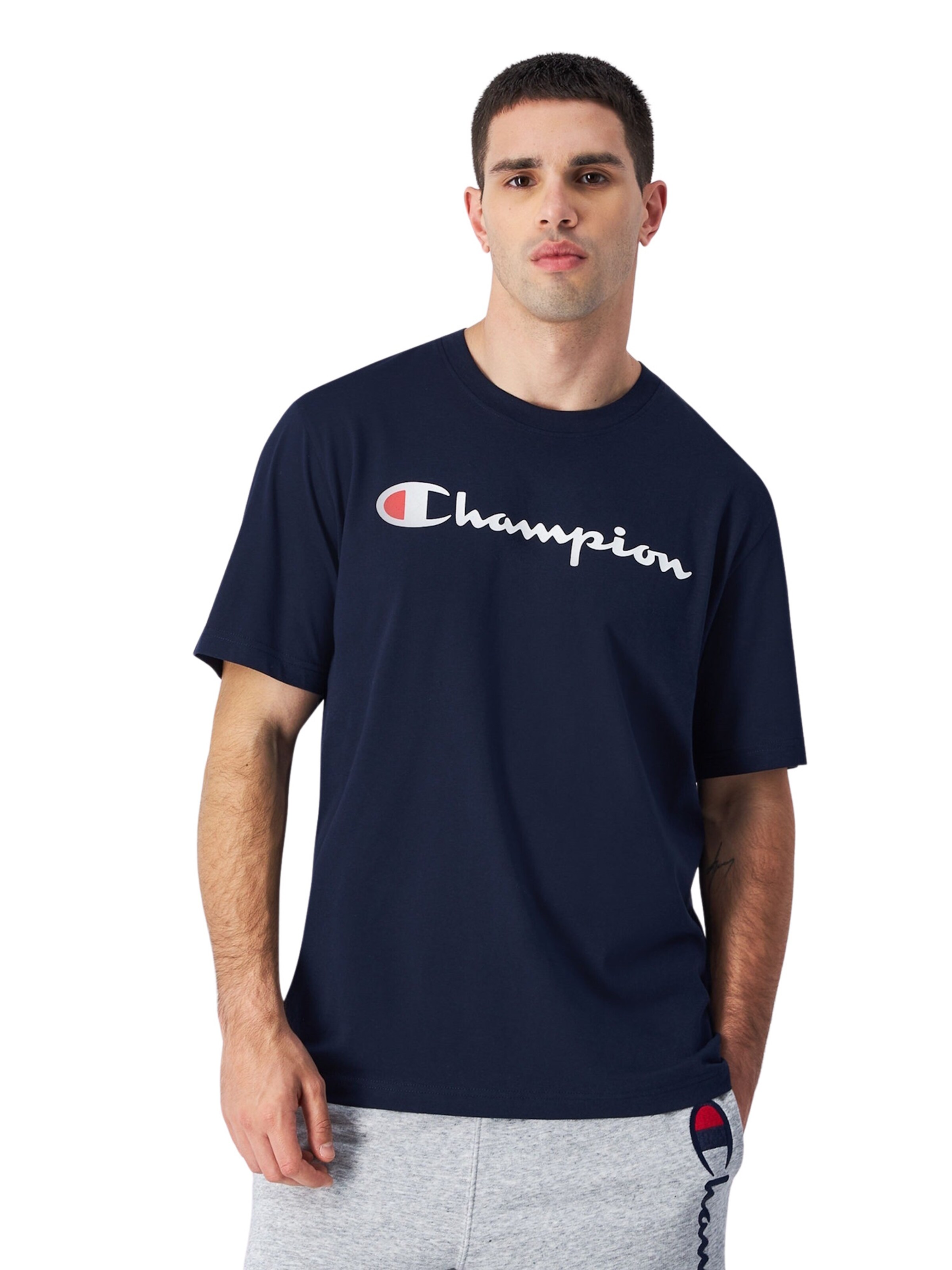 T-Shirt Champion Authentic Athletic Apparel en bleu : devant