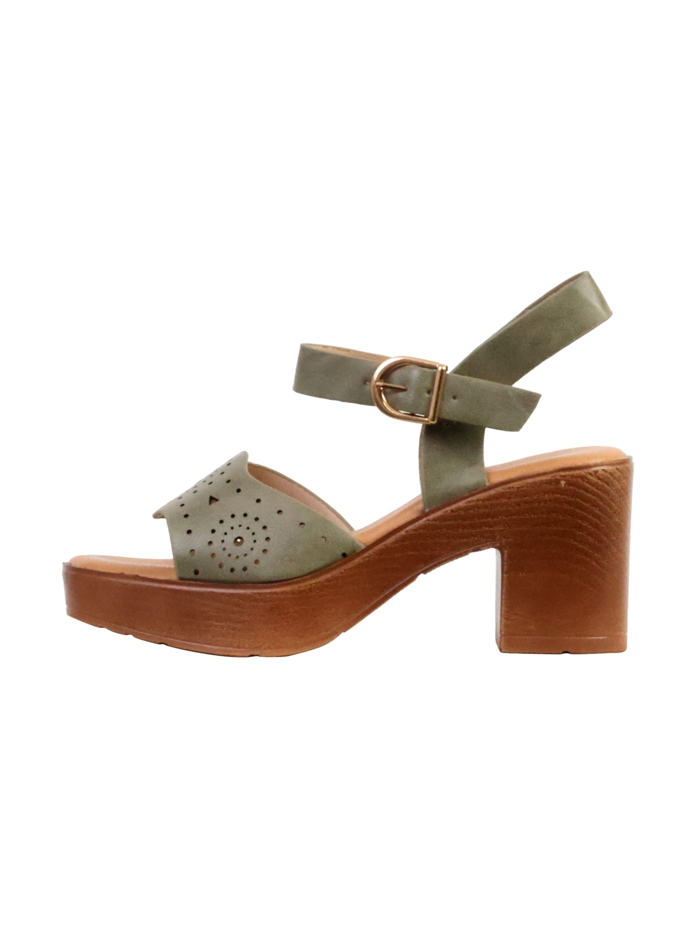 Sandalo di The Divine Factory in verde: frontale