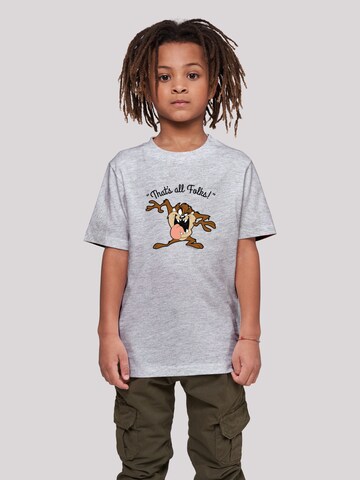 F4NT4STIC Shirt 'Looney Tunes Taz That's All Folks' in Grey: front