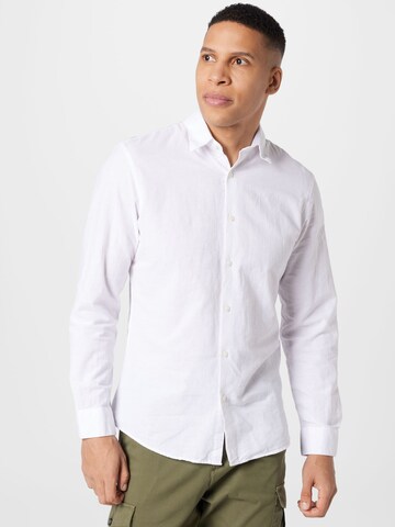 SELECTED HOMME Slim fit Button Up Shirt in White: front