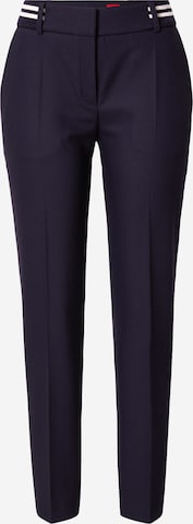 HUGO Regular Pleated Pants 'Hirenas' in Blue: front