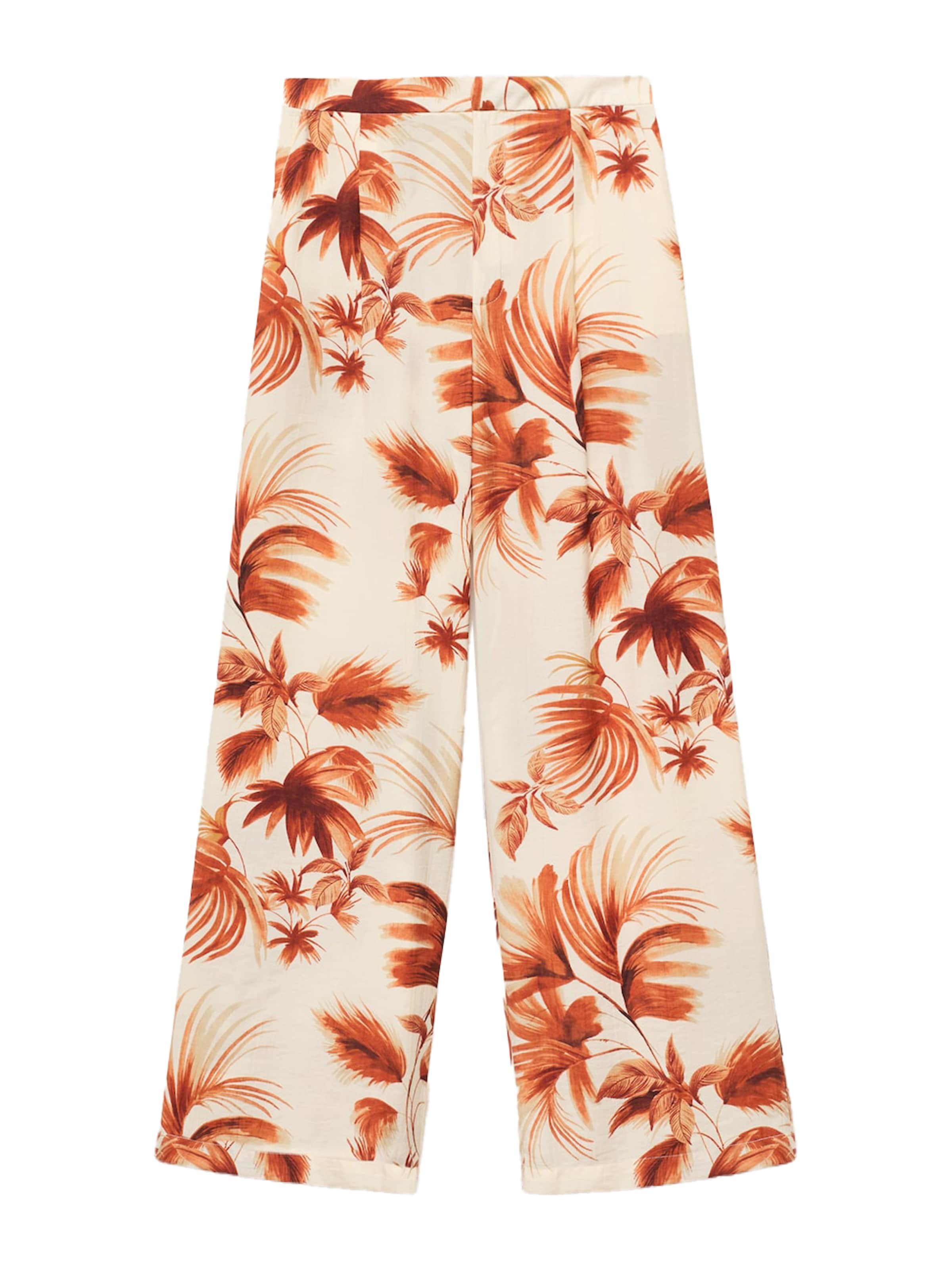 MANGO Широки крачоли Панталон с набор в бяло: отпред