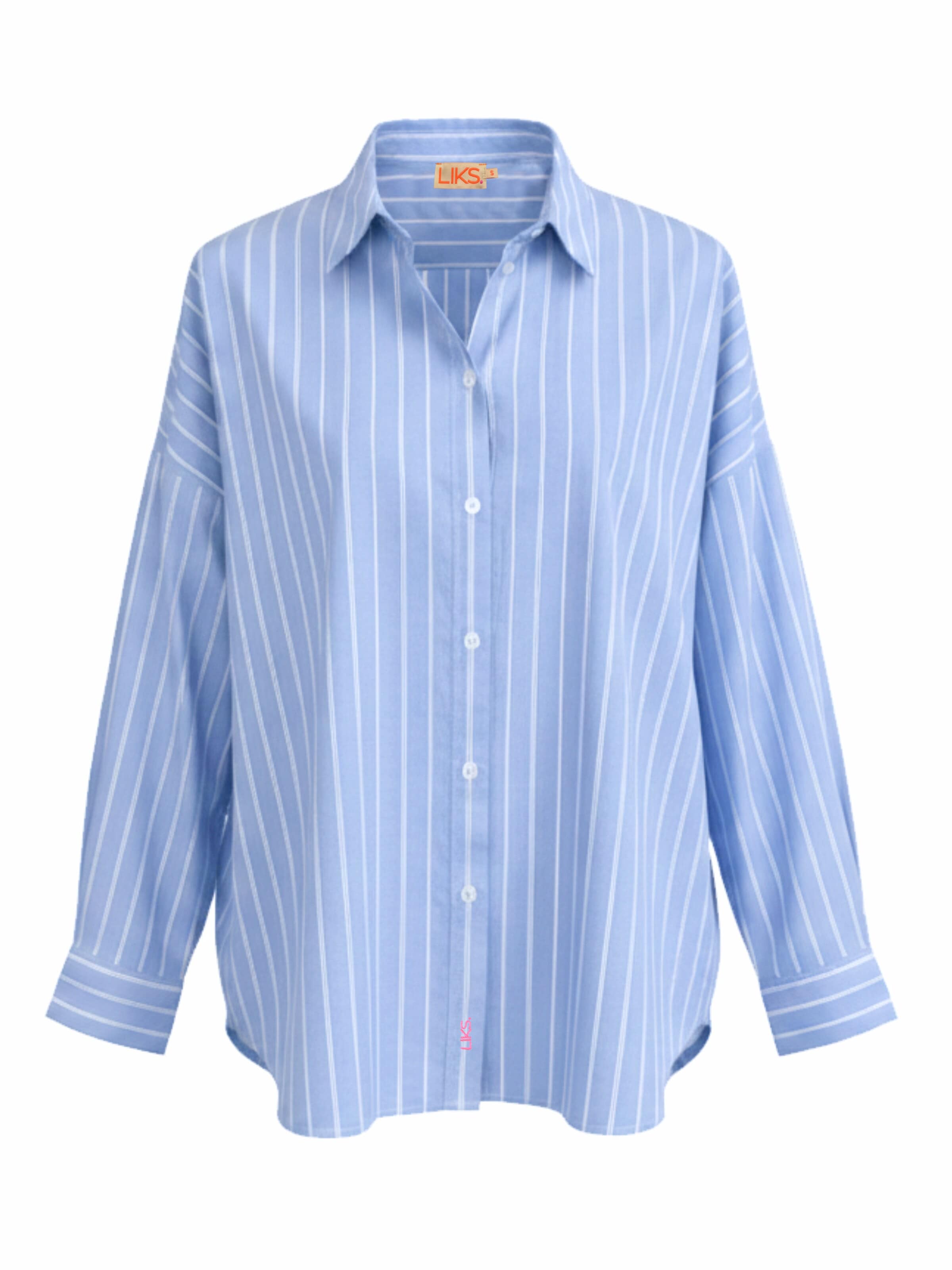 LIKS. Munich Blouse 'Damenbluse mit Print COSY aus Baumwolle - GloriaC' in Blauw: voorkant