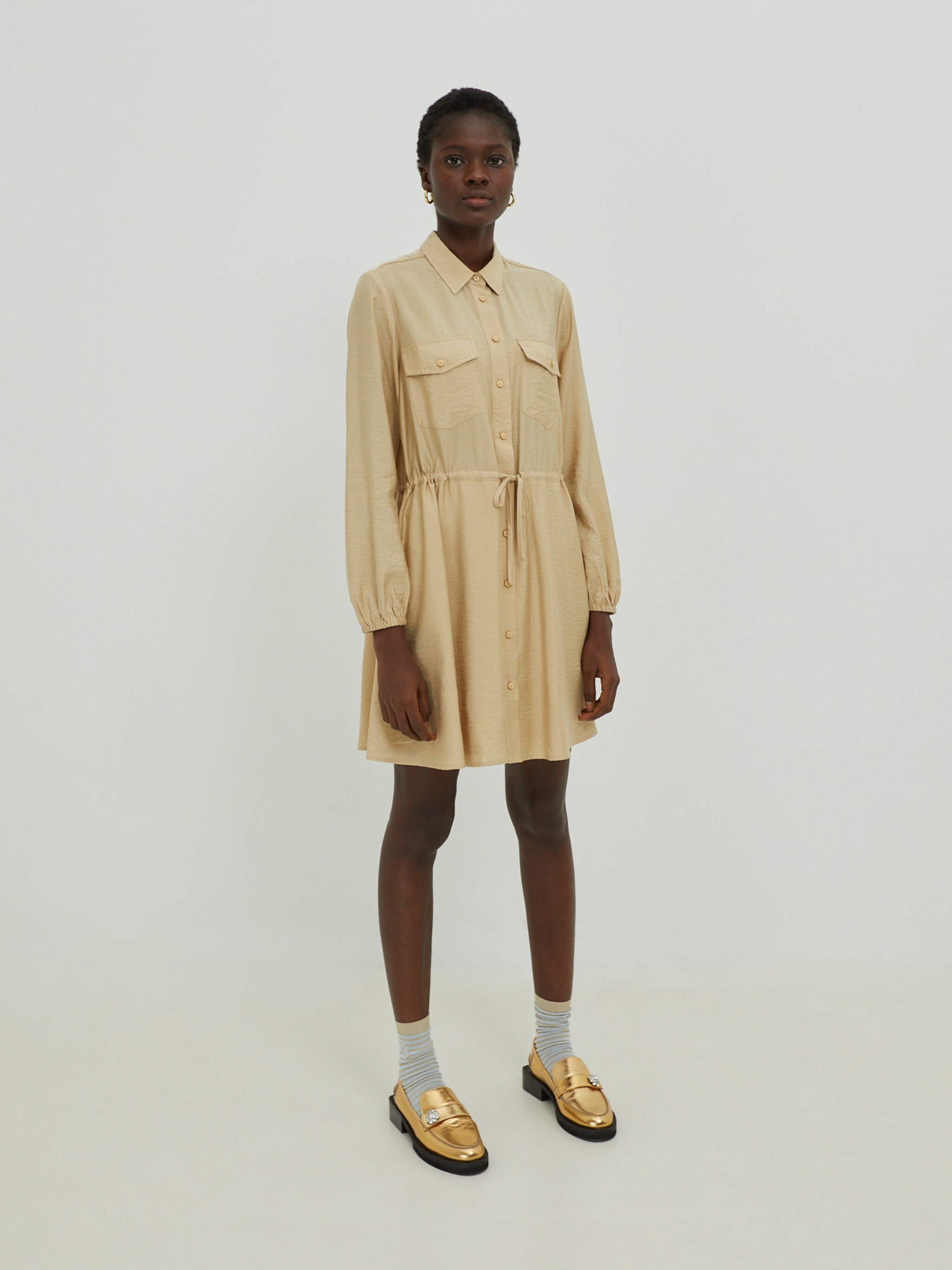 EDITED Producten Blousejurk 'Faye' Beige
