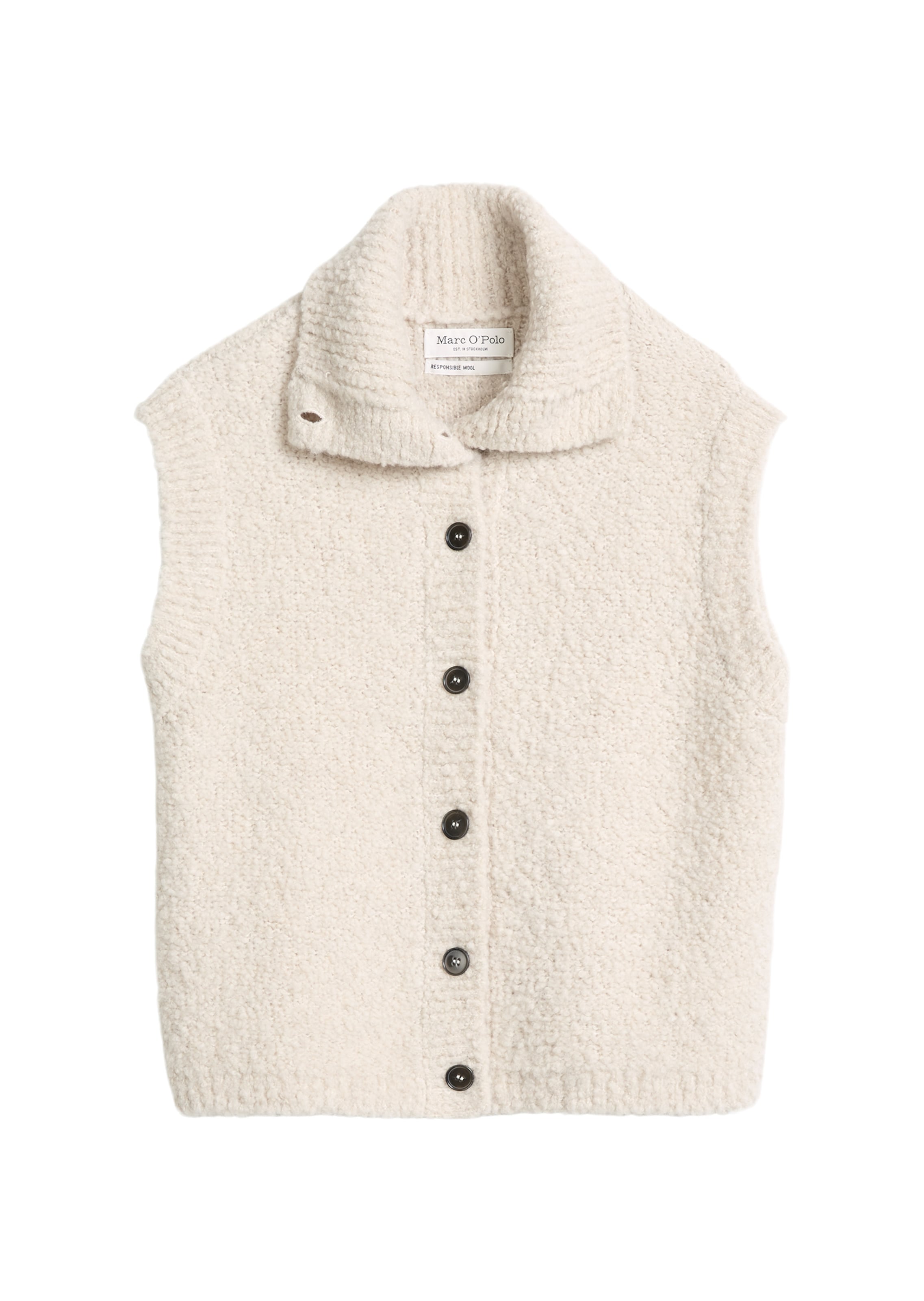 Marc O'Polo Gebreid vest in Beige: voorkant