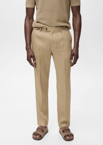 MANGO MAN Regular Pleated Pants 'Salve' in Beige: front