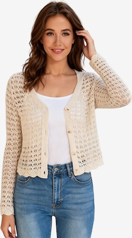 KoJooin Knit Cardigan in Beige: front