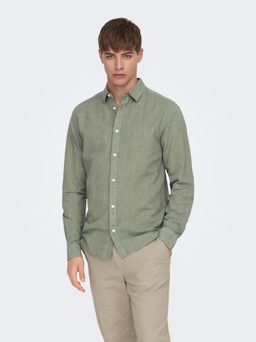 Slim fit Camicia 'Caiden' di Only & Sons in verde