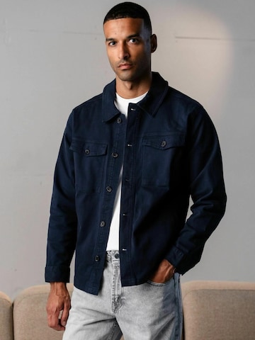 TEESHOPPEN Regular fit Button Up Shirt ' Twill Overshirt ' in Blue