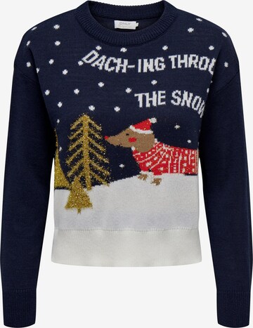 Pull-over 'Xmas Daching' ONLY en bleu : devant