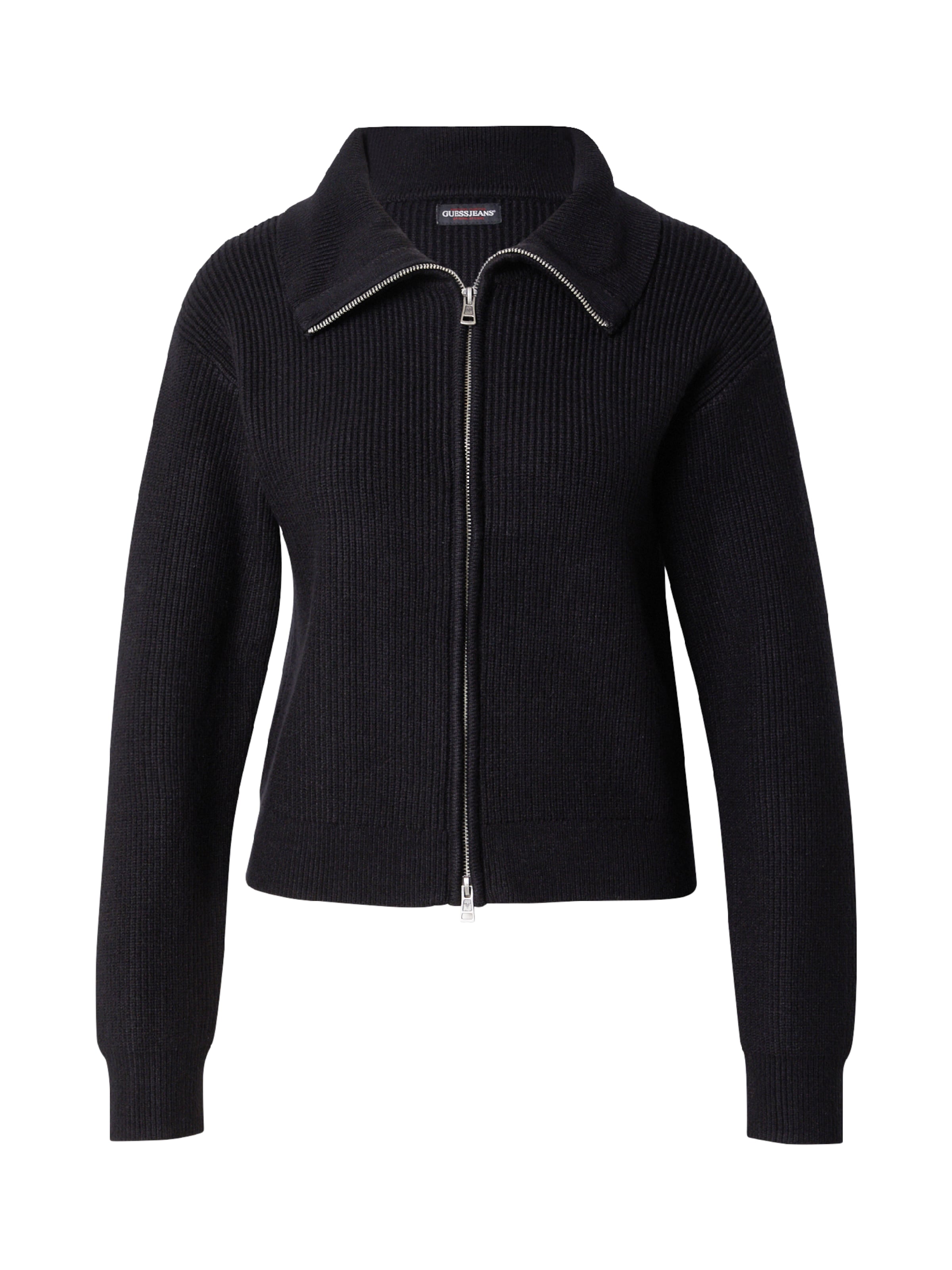 GUESS JEANS Knit cardigan in Black: front