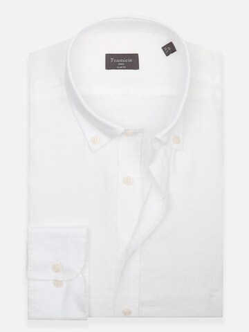 Slim fit Camicia business 'Leonardo Essentials Linen Man Shirt White' di 7Camicie in bianco