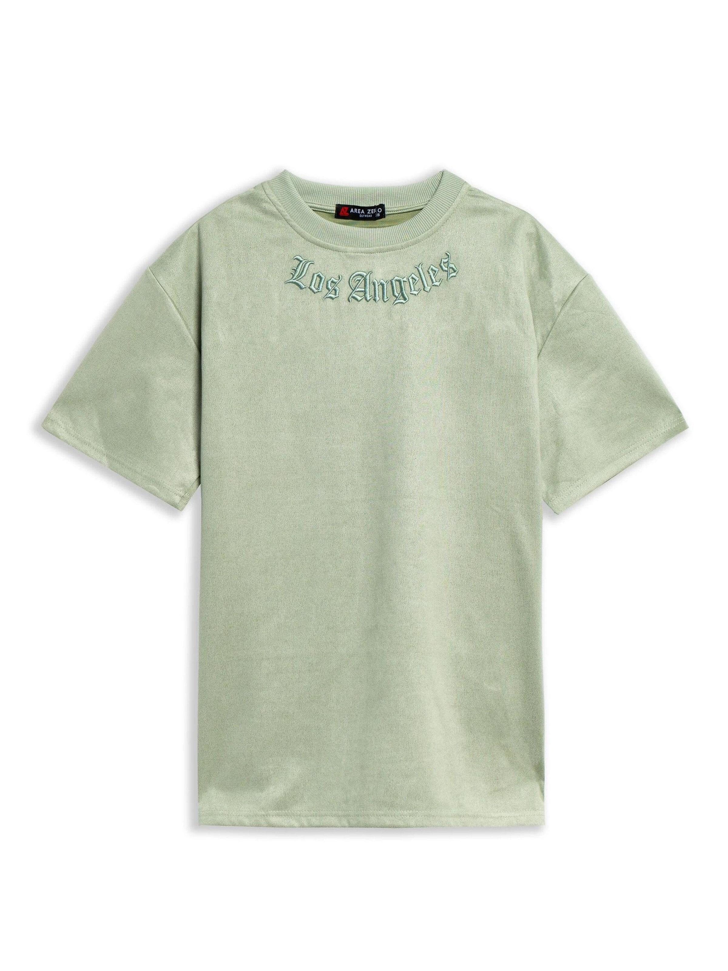 OVER STREET Shirt 'Camiseta area zero verde los angeles oversized suede tee' in Green: front