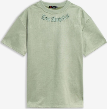 OVER STREET - Camisa 'Camiseta area zero verde los angeles oversized suede tee' em verde: frente