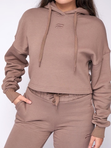 Fortex Fitness Bluzka sportowa 'Essential Cropped Hoodie' w kolorze brązowy