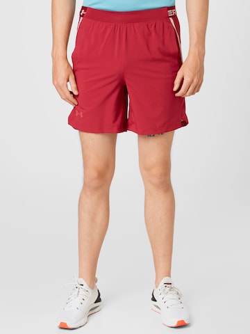 UNDER ARMOURregular Sportske hlače - crvena boja: prednji dio