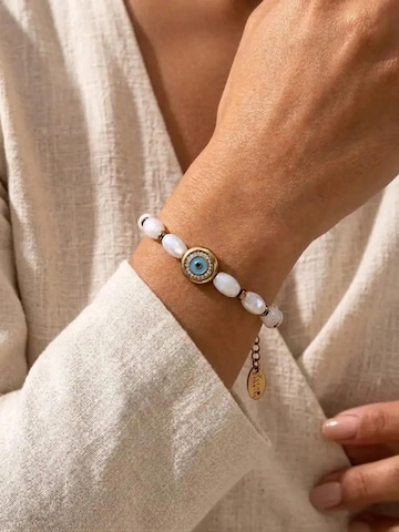 THE GEM STORIES JEWELRY Armband 'White Crystal Evil Eye Bracelet'‌‌‌‌‌‌‌‌‌ in Weiß