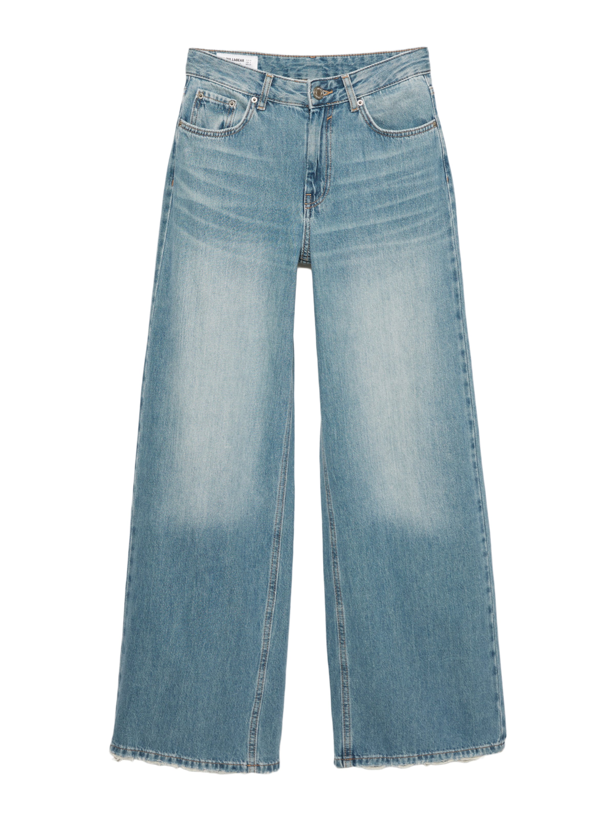 Baggy Jeans de la Pull&Bear pe albastru: față