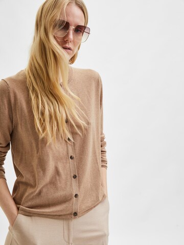 SELECTED FEMME Knit Cardigan 'LYDIA' in Brown