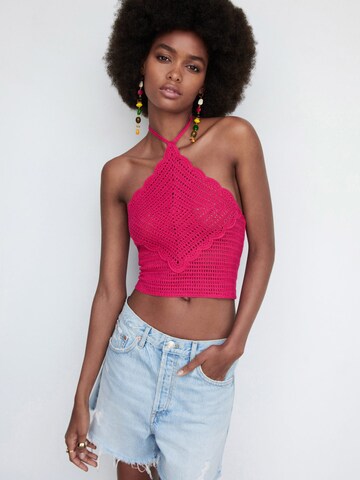 MANGO Knitted Top 'SURF' in Pink: front