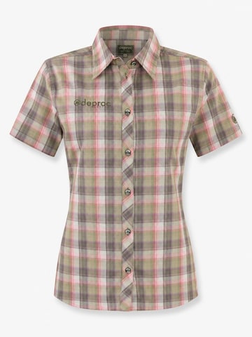 deproc Athletic button up shirt 'Outdoorbluse Copper Damen Kurzarmbluse kariert Funktionsbluse' in Green