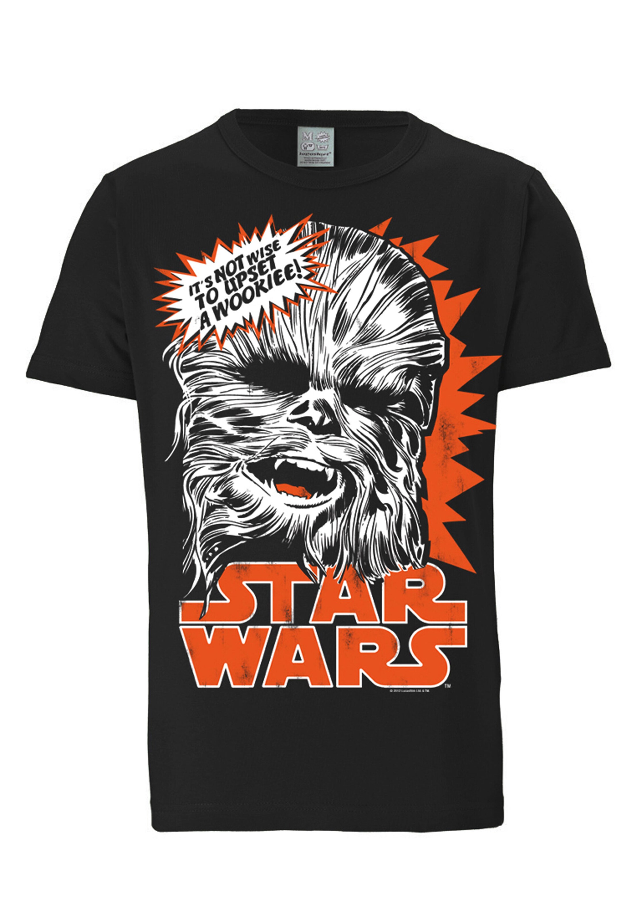 LOGOSHIRT Shirt 'Star Wars - Chewbacca' in Zwart: voorkant