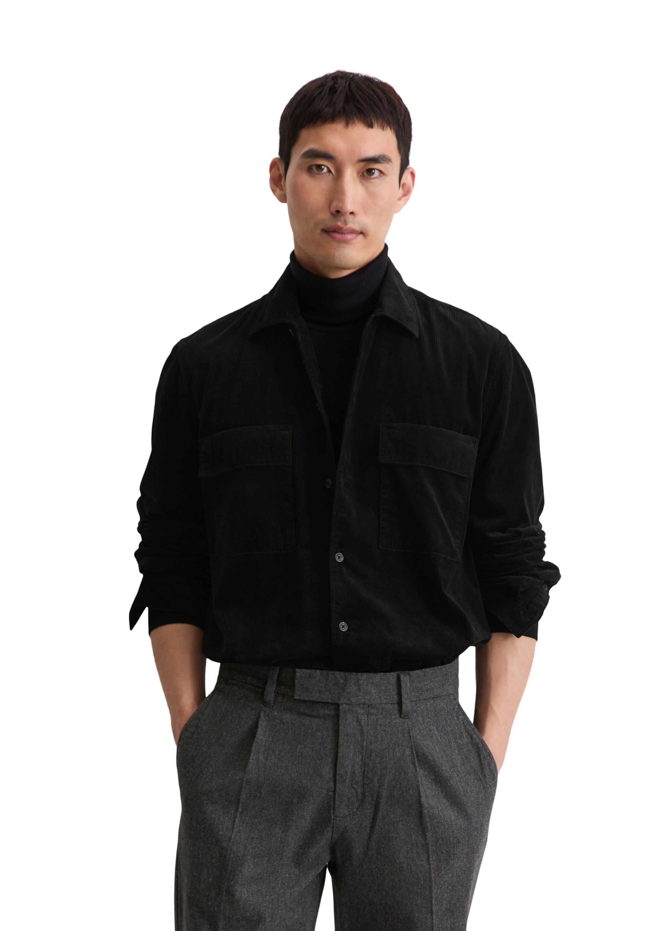 Marc O'Polo Regular fit Overhemd in Zwart: voorkant