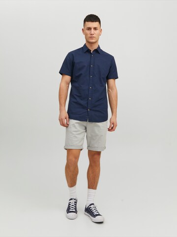 JACK & JONES Slim fit Button Up Shirt 'JWHSUMMER' in Blue