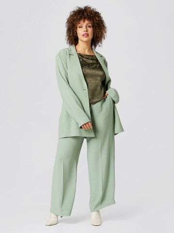 A LOT LESS Wide leg Trousers with creases 'Daliah' in Green