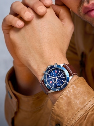 SWISS MILITARY HANOWA Analoog horloge 'FLAGSHIP X CHRONO' in Bruin