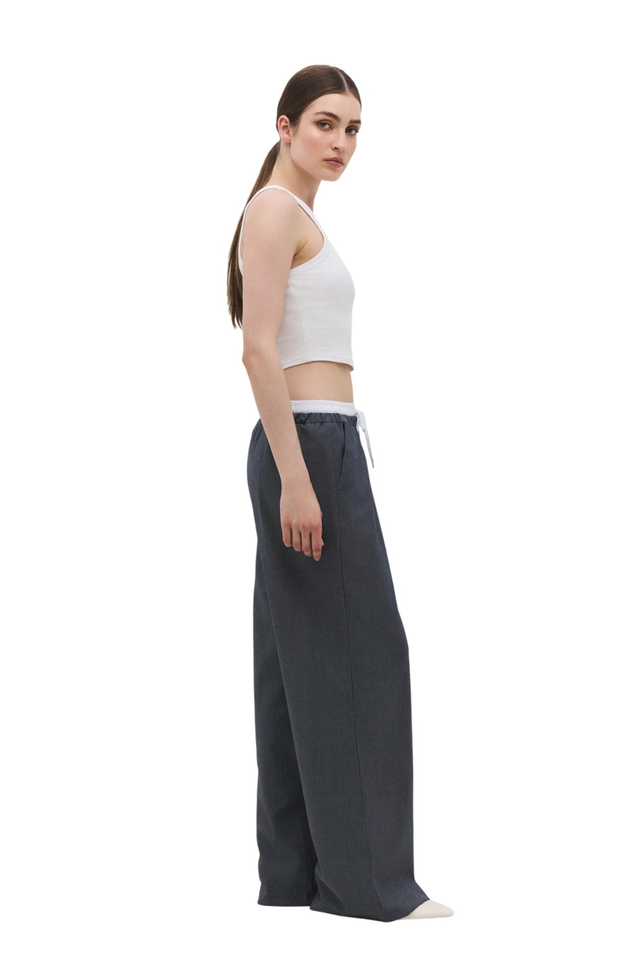 No Matter What Wide Leg Hose in Grau