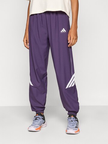 Adidas Originals Textil Tapered Workout Pants 'CRAZYLITE' in Purple: front
