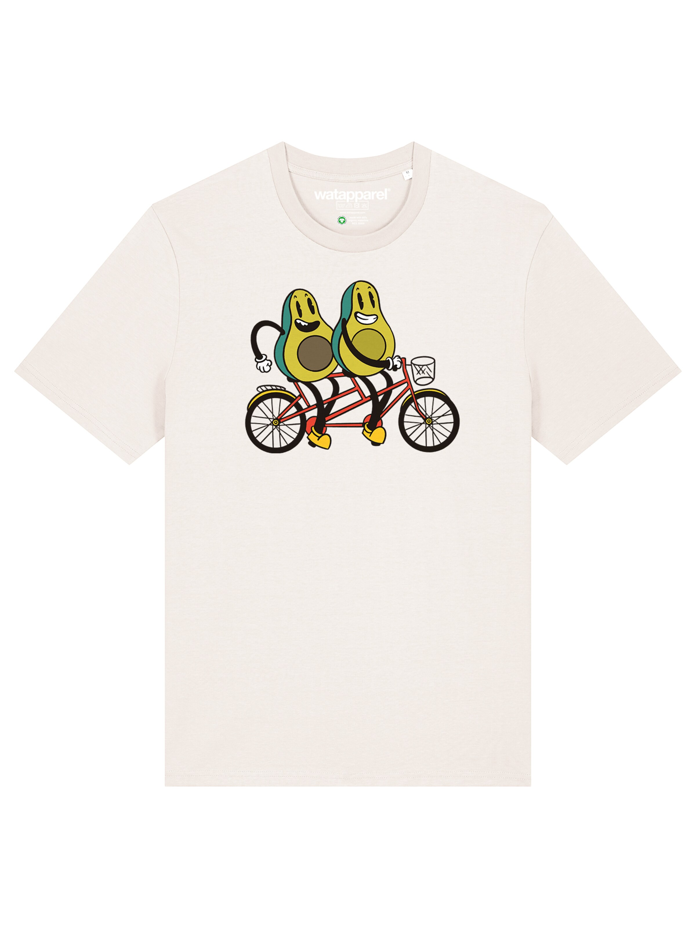 Watapparel T-Shirt 'Avocado Fahrrad' in Weiß: Vorderseite