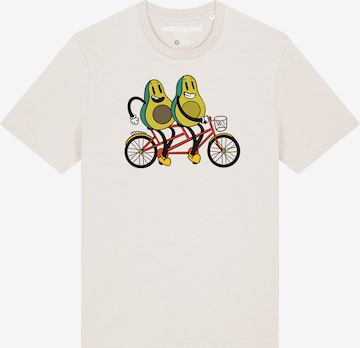 Watapparel T-Shirt 'Avocado Fahrrad' in Weiß: Vorderseite