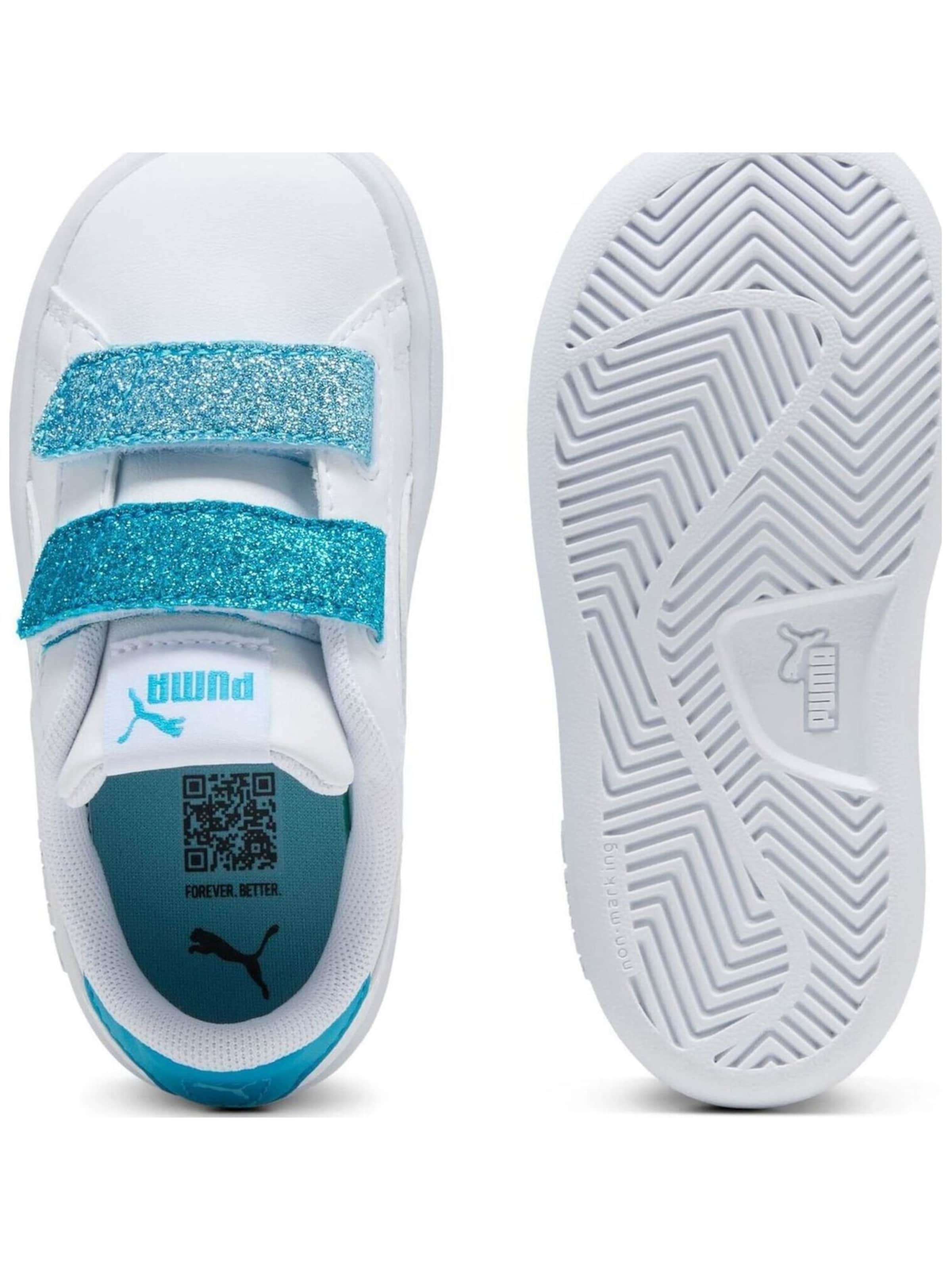 PUMA - Zapatillas deportivas 'Puma Smash 3.0 L Glitter Velcro V Inf Pu' en blanco