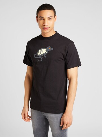 HUF - Camiseta 'Mans Best Friend' en negro: frente