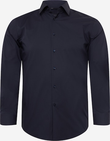 BOSS Black - Slim Fit Camisa 'Hank' em azul: frente