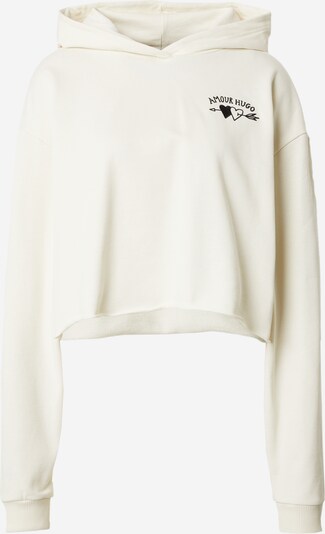HUGO Sweatshirt 'Dephana' em preto / branco lã, Vista do produto
