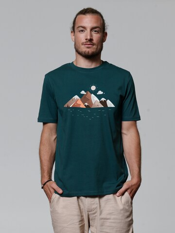 Watapparel Shirt 'Mountains & Moon' in Groen: voorkant