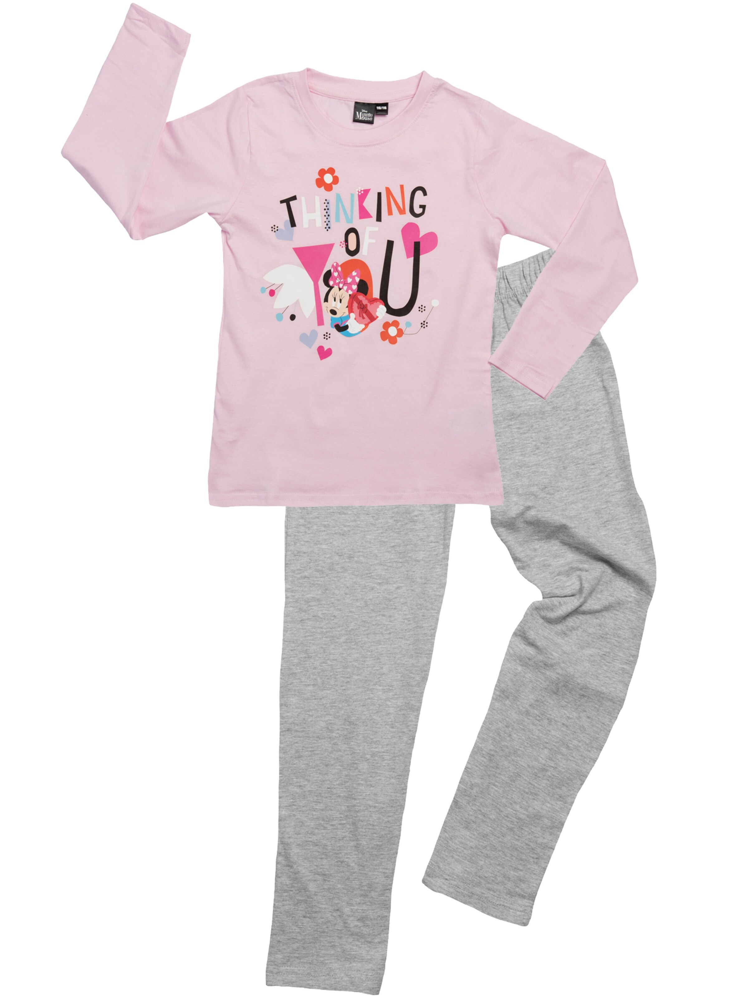 Disney Minnie Mouse Pajamas 'Thinking of you' in Grey: front