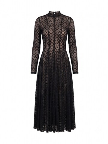 Tantra - Vestido de noche 'Vestido largo de manga larga  de encaje con textura, falda de vuelo con pinzas (BLACK)' en negro: frente