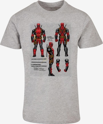 ABSOLUTE CULT T-Shirt 'Deadpool - Action Figure Plans' in Grau: predná strana