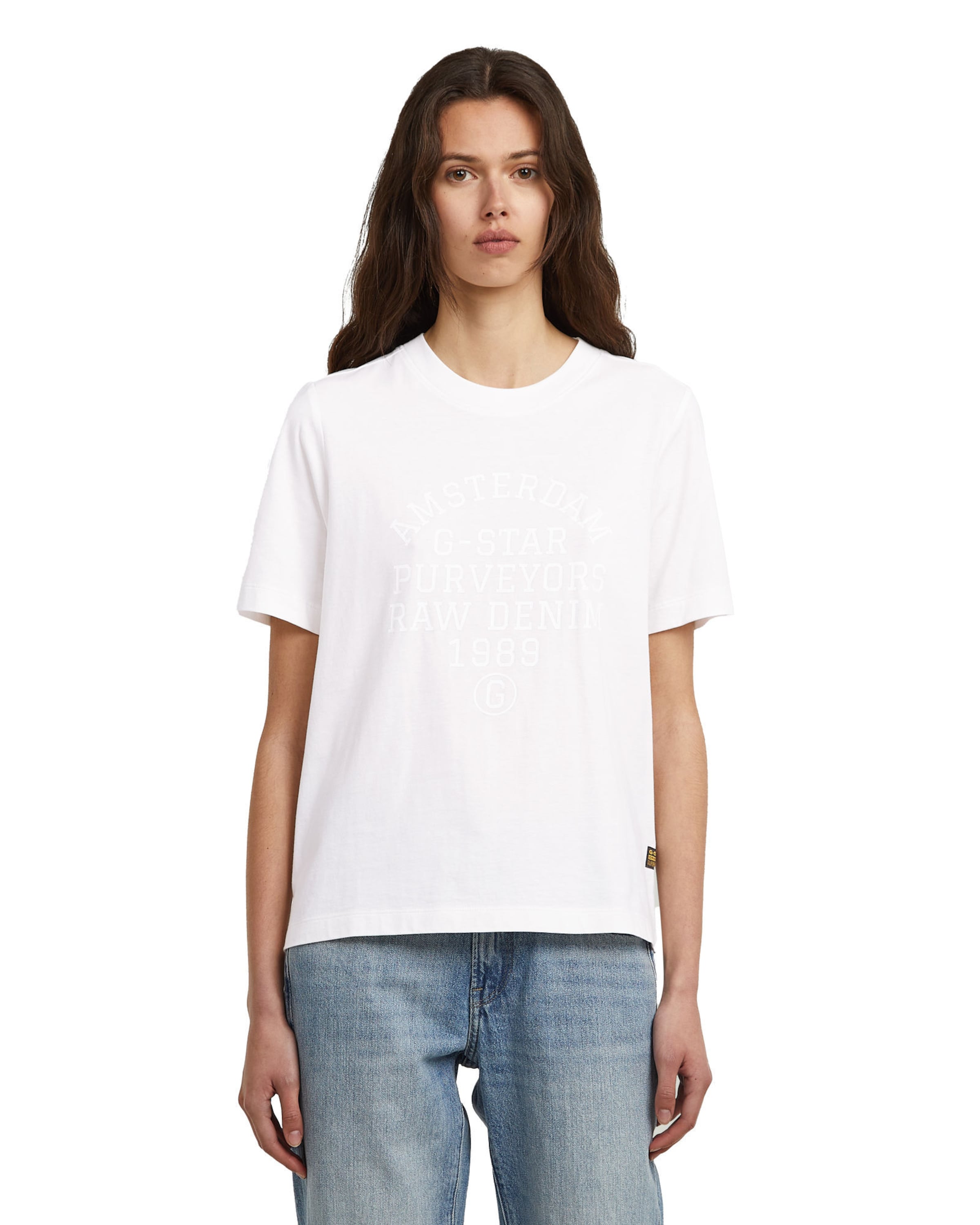 G-STAR Shirt 'Text Graphic' in White: front